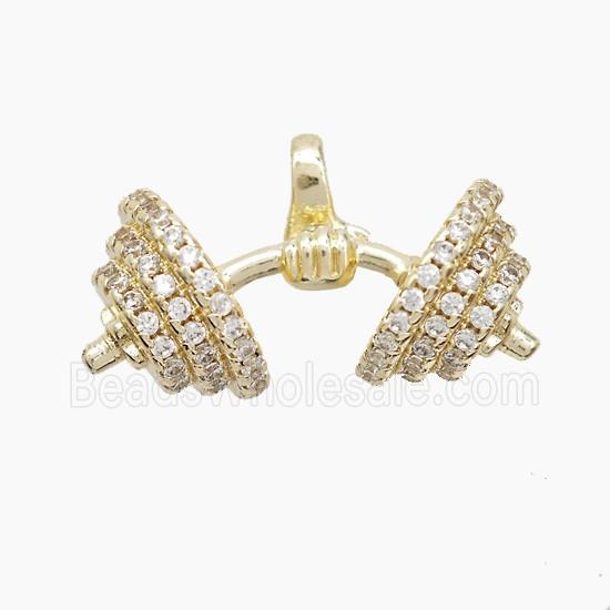 Copper Barbell Pendant Pave Zirconia Sports Gold Plated