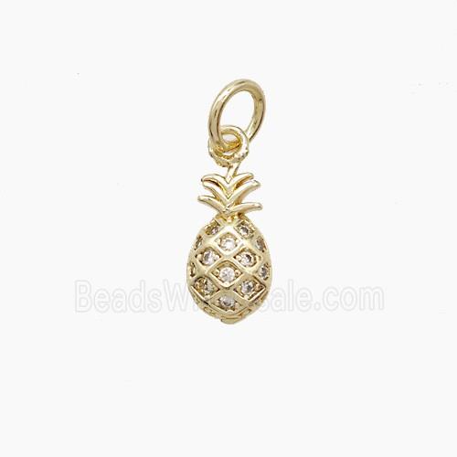 Copper Pineapple Pendant Pave Zirconia Gold Plated