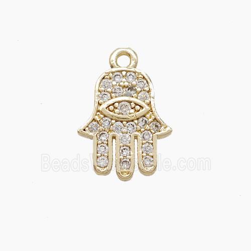 Copper Hamsahand Pendant Pave Zirconia Gold Plated