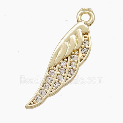 Copper Angel Wings Pendant Pave Zirconia Gold Plated