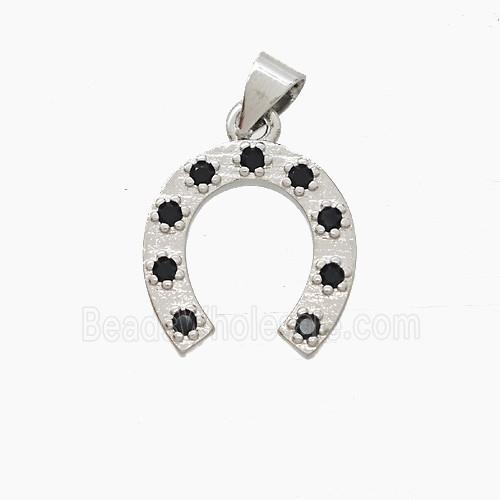 Copper Horseshoe Pendant Pave Zirconia Platinum Plated