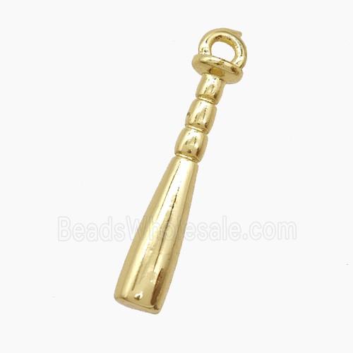 Baseball Bat Charms Copper Pendant Sports Gold Plated