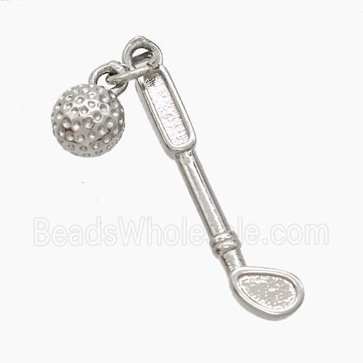 Copper Golf And Ball Pendant Sports Platinum Plated