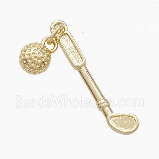 Copper Golf And Ball Pendant Sports Gold Plated