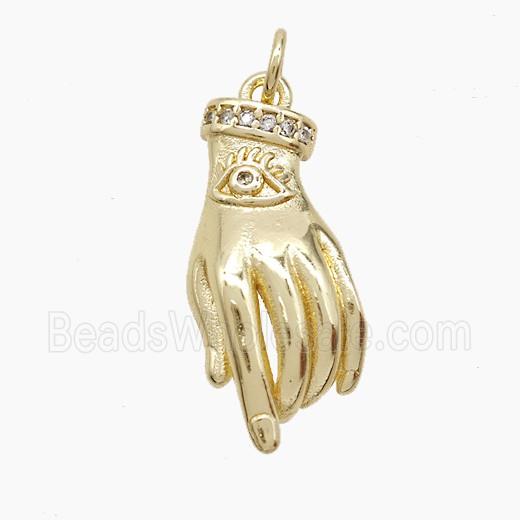 Copper Hand Pendant Pave Zirconia Gold Plated