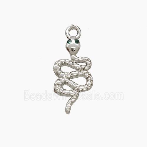 Copper Snake Pendant Pave Zirconia Platinum Plated