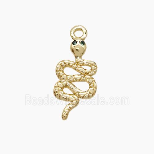 Copper Snake Pendant Pave Zirconia Gold Plated
