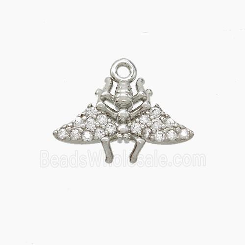 Copper Bee Pendant Pave Zirconia Platinum Plated