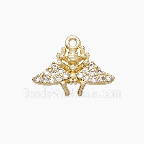 Copper Bee Pendant Pave Zirconia Gold Plated