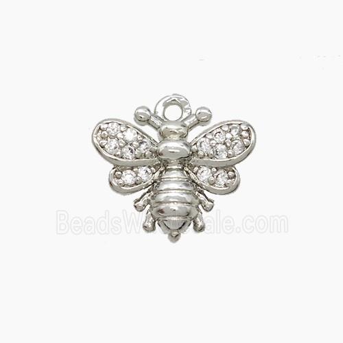 Copper Honeybee Pendant Pave Zirconia Platinum Plated