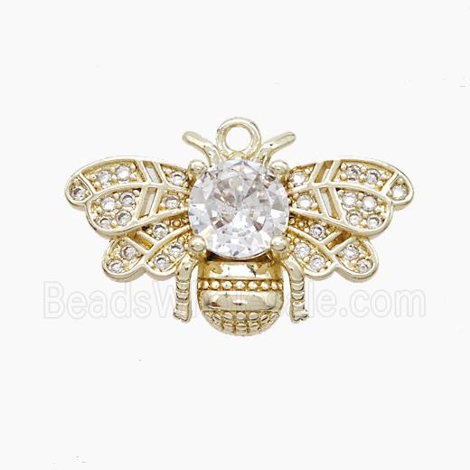 Copper Honeybee Pendant Pave Zirconia Gold Plated