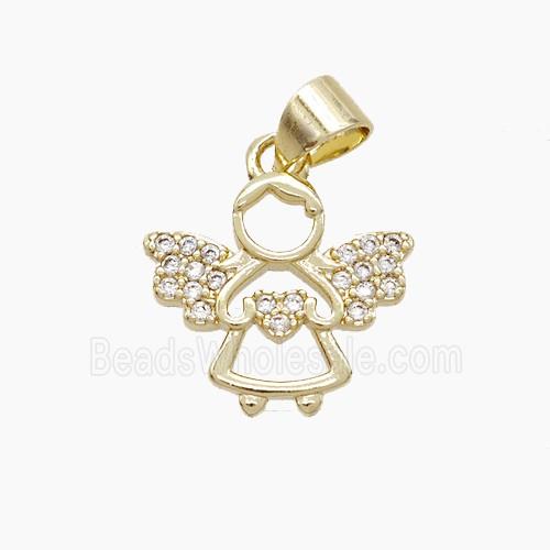 Copper Fairy Pendant Pave Zirconia Gold Plated