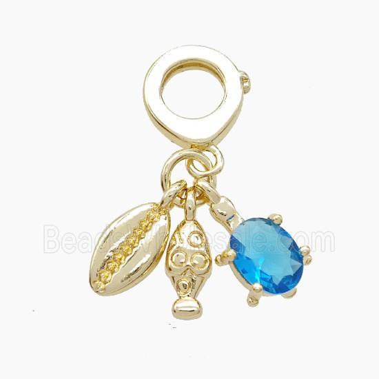 Copper Tortoise And Conch Shell Pendant Pave Crystal Glass Gold Plated