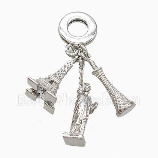 Eiffel Tower And Statue Canton Tower Charms Copper Pendant Platinum Plated
