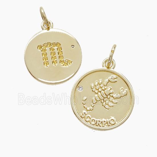 Zodiac Scorpio Copper Pendant Pave Zirconia Gold Plated