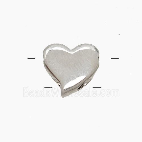 Copper Heart Beads 2holes Platinum Plated
