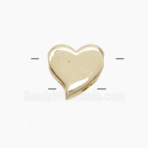 Copper Heart Beads 2holes Gold Plated