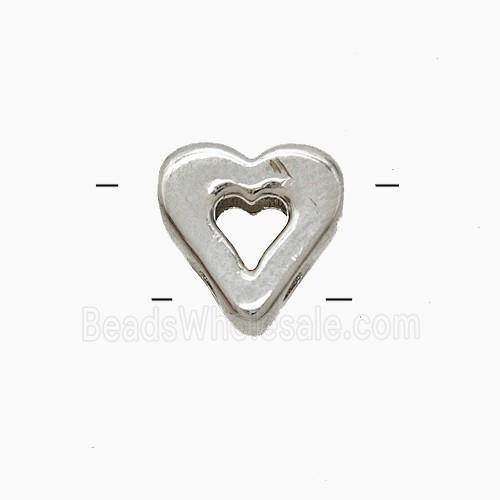 Copper Heart Beads 2holes Platinum Plated