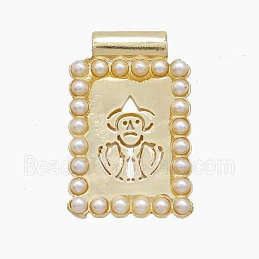 Copper Human Pendant Pave Resin Hollow Rectangle Gold Plated