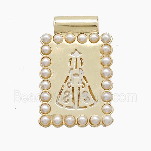 Copper Pope Pendant Pave Resin Hollow Rectangle Gold Plated