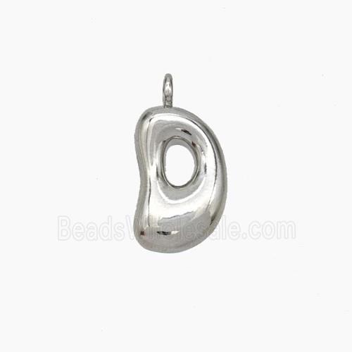 Copper Letter-D Pendant Platinum Plated