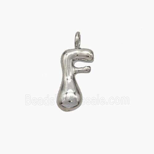 Copper Letter-F Pendant Platinum Plated