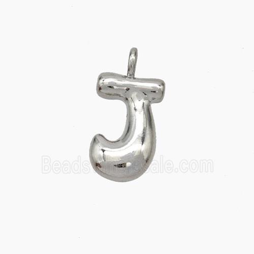 Copper Letter-J Pendant Platinum Plated