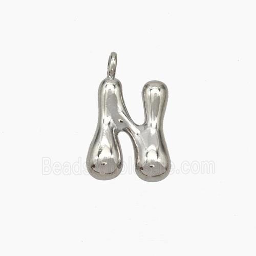 Copper Letter-N Pendant Platinum Plated