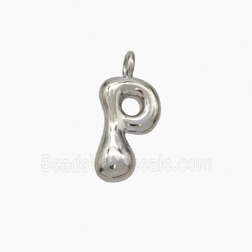 Copper Letter-P Pendant Platinum Plated