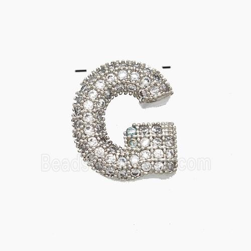 Copper Letter-G Pendant Pave Zirconia Platinum Plated