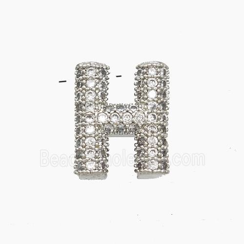 Copper Letter-H Pendant Pave Zirconia Platinum Plated