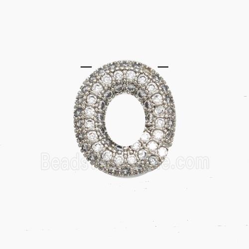 Copper Letter-O Pendant Pave Zirconia Platinum Plated