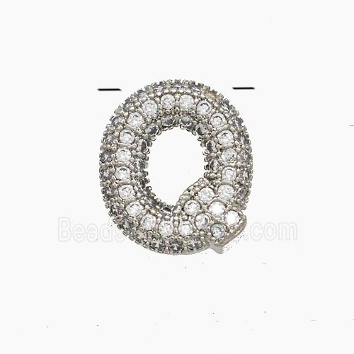 Copper Letter-Q Pendant Pave Zirconia Platinum Plated