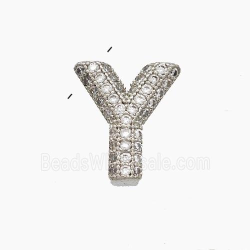 Copper Letter-Y Pendant Pave Zirconia Platinum Plated