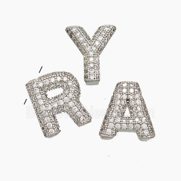 Copper Alphabet Pendant Pave Zirconia Mixed Letters Platinum Plated