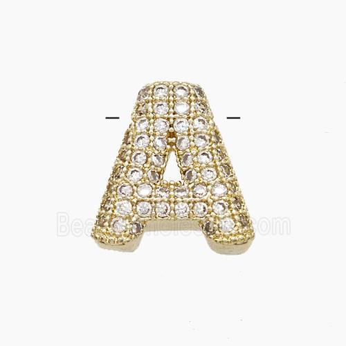 Copper Letter-A Pendant Pave Zirconia Gold Plated