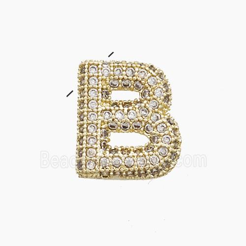 Copper Letter-B Pendant Pave Zirconia Gold Plated