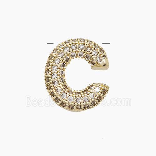 Copper Letter-C Pendant Pave Zirconia Gold Plated