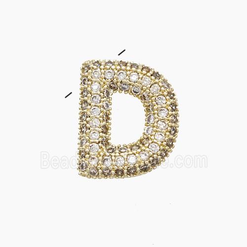 Copper Letter-D Pendant Pave Zirconia Gold Plated