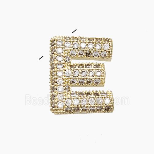 Copper Letter-E Pendant Pave Zirconia Gold Plated