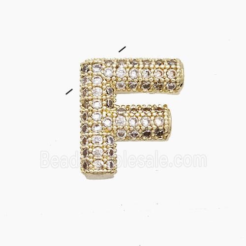 Copper Letter-F Pendant Pave Zirconia Gold Plated
