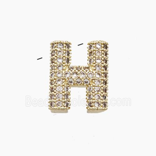 Copper Letter-H Pendant Pave Zirconia Gold Plated