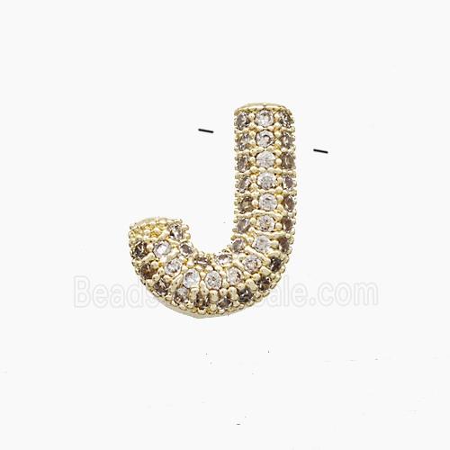 Copper Letter-J Pendant Pave Zirconia Gold Plated