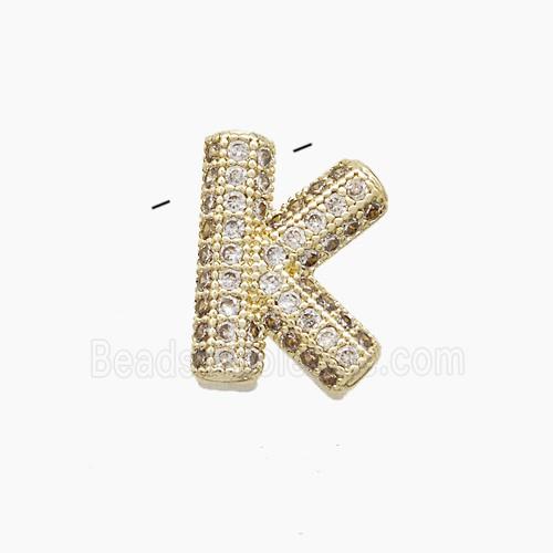 Copper Letter-K Pendant Pave Zirconia Gold Plated