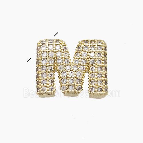 Copper Letter-M Pendant Pave Zirconia Gold Plated