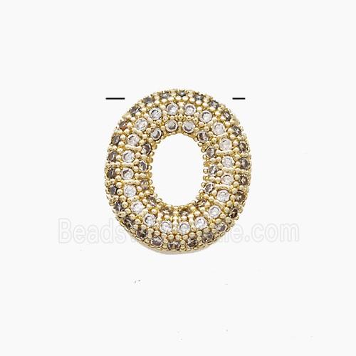 Copper Letter-O Pendant Pave Zirconia Gold Plated