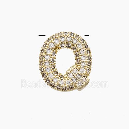 Copper Letter-Q Pendant Pave Zirconia Gold Plated