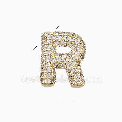 Copper Letter-R Pendant Pave Zirconia Gold Plated