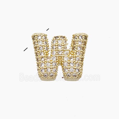 Copper Letter-W Pendant Pave Zirconia Gold Plated