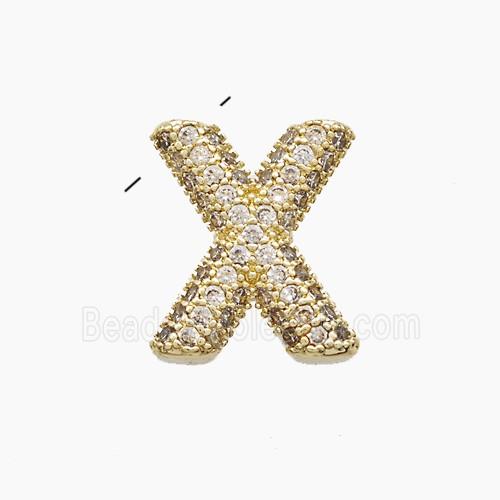 Copper Letter-X Pendant Pave Zirconia Gold Plated